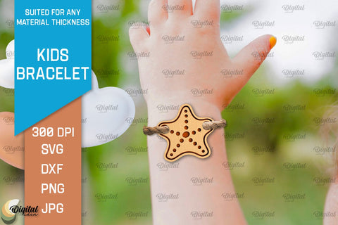 Kids Wooden Bracelet Laser Cut. Children Bracelet SVG SVG Evgenyia Guschina 