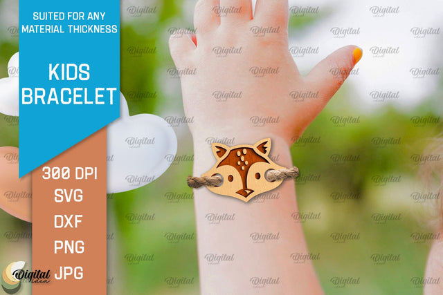Kids Wooden Bracelet Laser Cut. Children Bracelet SVG SVG Evgenyia Guschina 