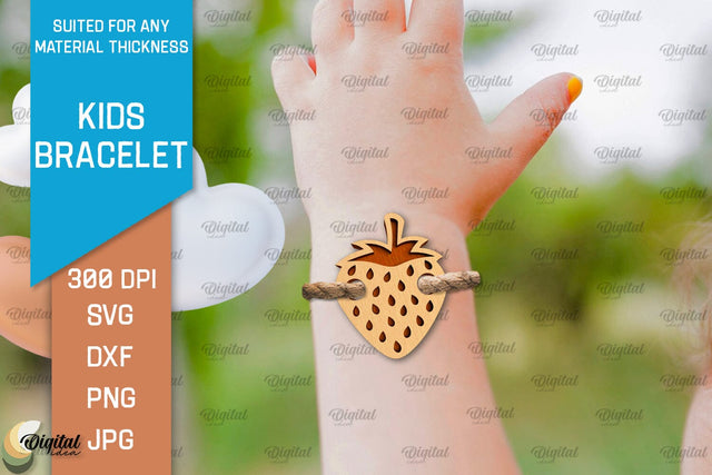 Kids Wooden Bracelet Laser Cut. Children Bracelet SVG SVG Evgenyia Guschina 