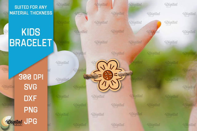 Kids Wooden Bracelet Laser Cut. Children Bracelet SVG SVG Evgenyia Guschina 