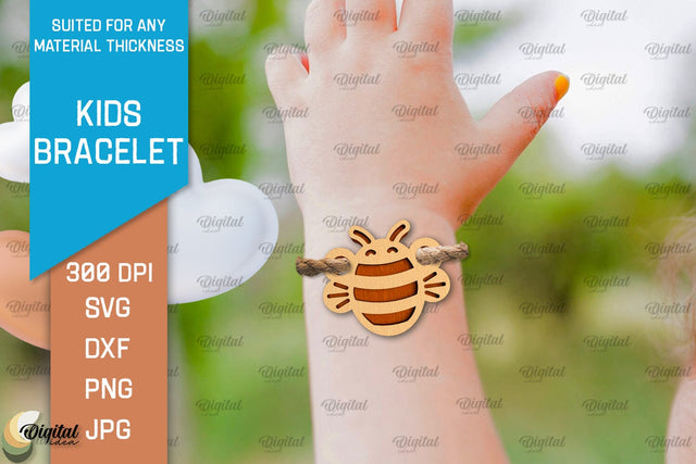Kids Wooden Bracelet Laser Cut. Children Bracelet SVG SVG Evgenyia Guschina 