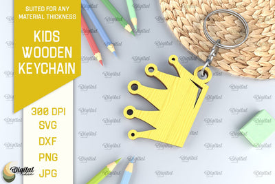 Kids Wooden Keychain Laser Cut. Key Ring for Kids SVG SVG Evgenyia Guschina 