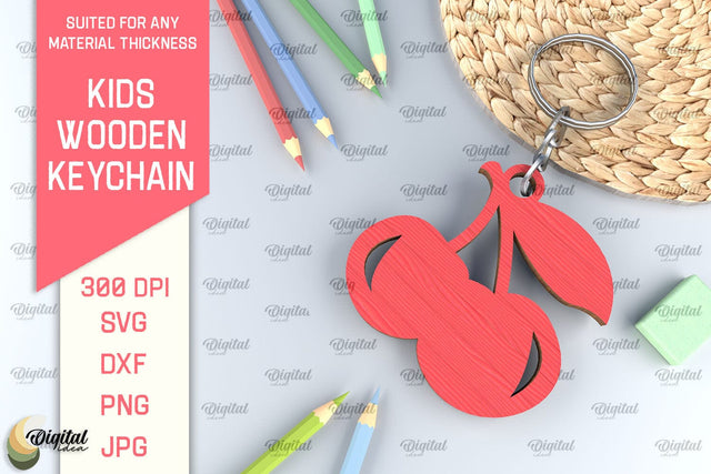 Kids Wooden Keychain Laser Cut. Key Ring for Kids SVG SVG Evgenyia Guschina 