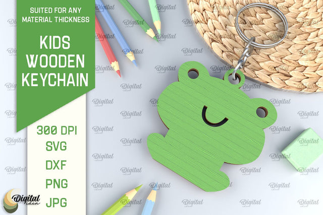 Kids Wooden Keychain Laser Cut. Key Ring for Kids SVG SVG Evgenyia Guschina 