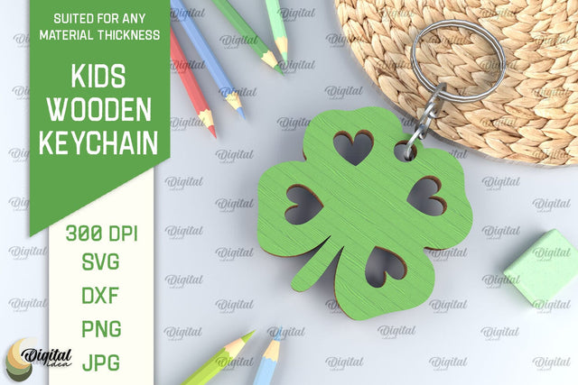 Kids Wooden Keychain Laser Cut. Key Ring for Kids SVG SVG Evgenyia Guschina 