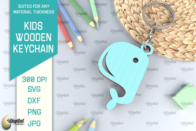 Kids Wooden Keychain Laser Cut. Key Ring for Kids SVG SVG Evgenyia Guschina 