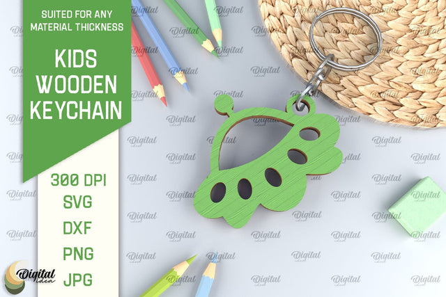 Kids Wooden Keychain Laser Cut. Key Ring for Kids SVG SVG Evgenyia Guschina 
