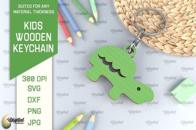Kids Wooden Keychain Laser Cut. Key Ring for Kids SVG SVG Evgenyia Guschina 