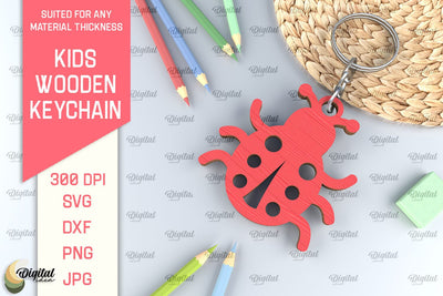 Kids Wooden Keychain Laser Cut. Key Ring for Kids SVG SVG Evgenyia Guschina 