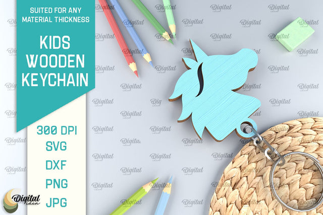 Kids Wooden Keychain Laser Cut. Key Ring for Kids SVG SVG Evgenyia Guschina 