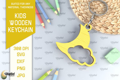 Kids Wooden Keychain Laser Cut. Key Ring for Kids SVG SVG Evgenyia Guschina 