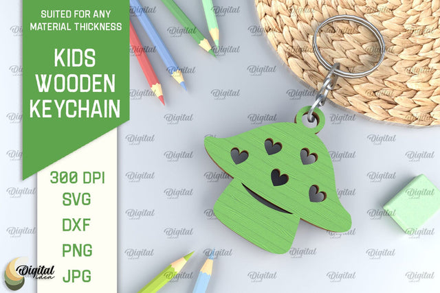 Kids Wooden Keychain Laser Cut. Key Ring for Kids SVG SVG Evgenyia Guschina 