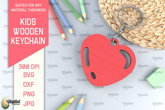 Kids Wooden Keychain Laser Cut. Key Ring for Kids SVG SVG Evgenyia Guschina 
