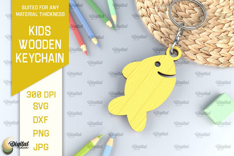 Kids Wooden Keychains Laser Cut. Key Rings for Kids SVG SVG Evgenyia Guschina 