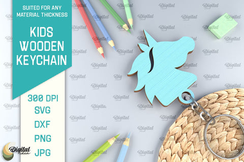 Kids Wooden Keychains Laser Cut. Key Rings for Kids SVG SVG Evgenyia Guschina 