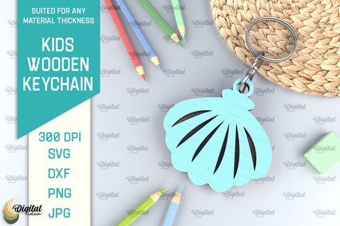 Kids Wooden Keychains Laser Cut. Key Rings for Kids SVG SVG Evgenyia Guschina 
