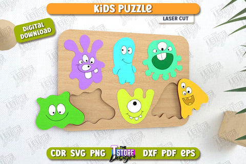 Kids Wooden Puzzle Laser Cut Bundle | Montessori Toy | Wooden Animal Puzzle | Educational Game | CNC Files SVG The T Store Design 