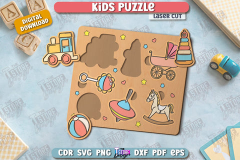 Kids Wooden Puzzle Laser Cut Bundle | Montessori Toy | Wooden Animal Puzzle | Educational Game | CNC Files SVG The T Store Design 