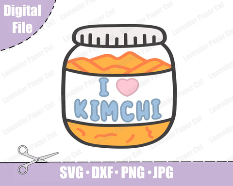 Kimchi Lover SVG File, Kimchi Jar, I heart Kimchi Kawaii PNG, Clipart, JPG, Korean Food, Food svg, Tshirt, Sweatshirt, Stickers SVG Lavender Paper Cut 