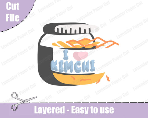 Kimchi Lover SVG File, Kimchi Jar, I heart Kimchi Kawaii PNG, Clipart, JPG, Korean Food, Food svg, Tshirt, Sweatshirt, Stickers SVG Lavender Paper Cut 