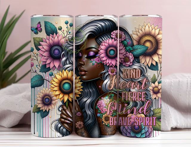 Kind Heart Fierce Mind Brave Spirit Tumbler Wrap PNG,Funny Sarcastic Sublimation Design, Inspirational Tumbler PNG, Affirmation Tumbler wrap Sublimation PixelChick 