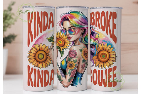 Kinda Boujee 20oz Tumbler Wrap Sublimation PixelChick 