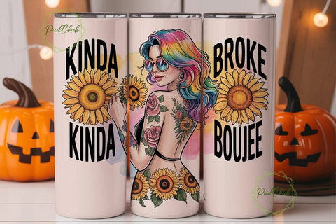 Kinda Boujee 20oz Tumbler Wrap Sublimation PixelChick 