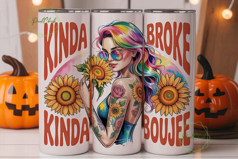 Kinda Boujee 20oz Tumbler Wrap Sublimation PixelChick 
