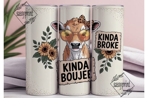 Kinda Boujee Cow Tumbler Wrap Sublimation sassyprint 