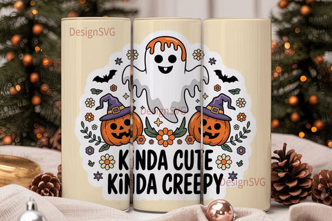 Kinda Cute Halloween 20oz Tumbler Wrap Sublimation DesignSVG 
