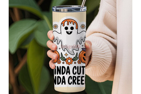 Kinda Cute Halloween 20oz Tumbler Wrap Sublimation DesignSVG 