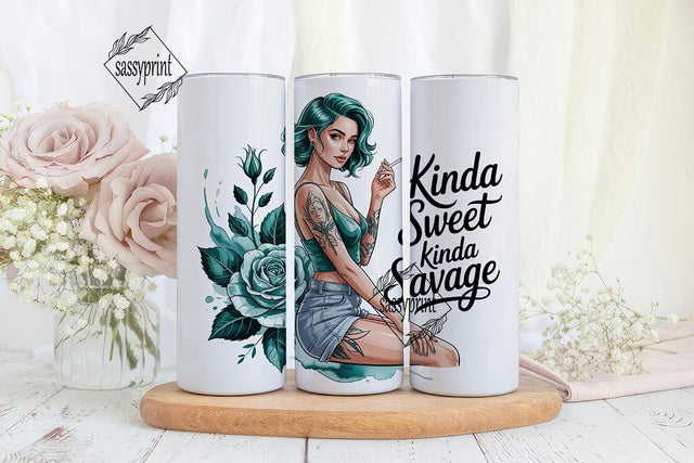 Kinda Sweet Kinda Savage 20oz Tumbler Sublimation sassyprint 