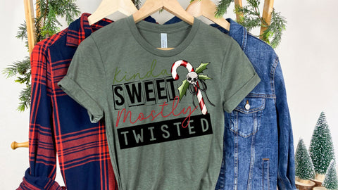 Kinda Sweet Mostly Twisted PNG, Funny Christmas Sublimation, Candy Cane Skull PNG Sublimation So Fontsy VIP Design Shop 