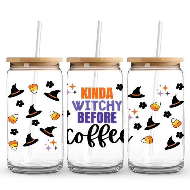 Kinda Witchy Before Coffee | UV DTF Wrap Only 9.7 x 4.3 - Cup NOT Included Physical DIY Craft Warehouse 
