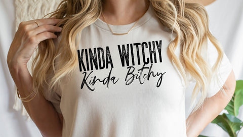 Kinda Witchy Kinda Bitchy SVG, Funny Halloween SVG, Witch Cut File SVG So Fontsy VIP Design Shop 