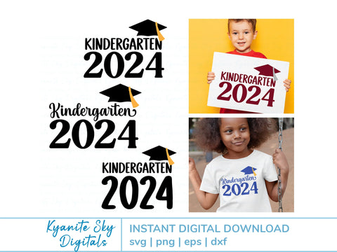 Kindergarten 2024 Graduation Cap Tassel Designs SVG Kyanite Sky Digitals 