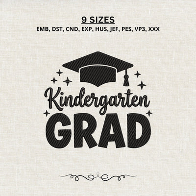 Kindergarten Grad Embroidery Design – Graduation Cap Machine Embroidery File Embroidery/Applique DESIGNS PatternFeed8 