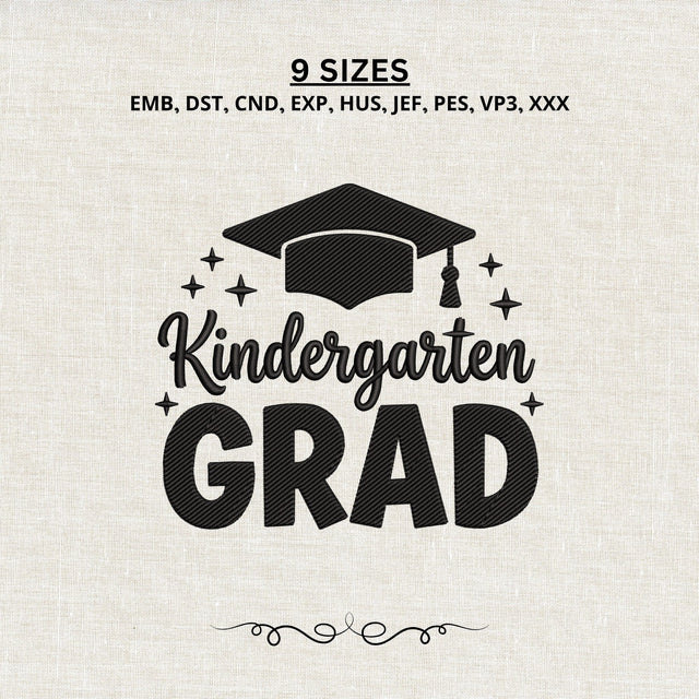Kindergarten Grad Embroidery Design – Graduation Cap Machine Embroidery File Embroidery/Applique DESIGNS PatternFeed8 