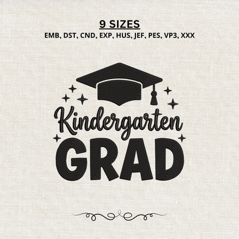 Kindergarten Grad Embroidery Design – Graduation Cap Machine Embroidery File Embroidery/Applique DESIGNS PatternFeed8 