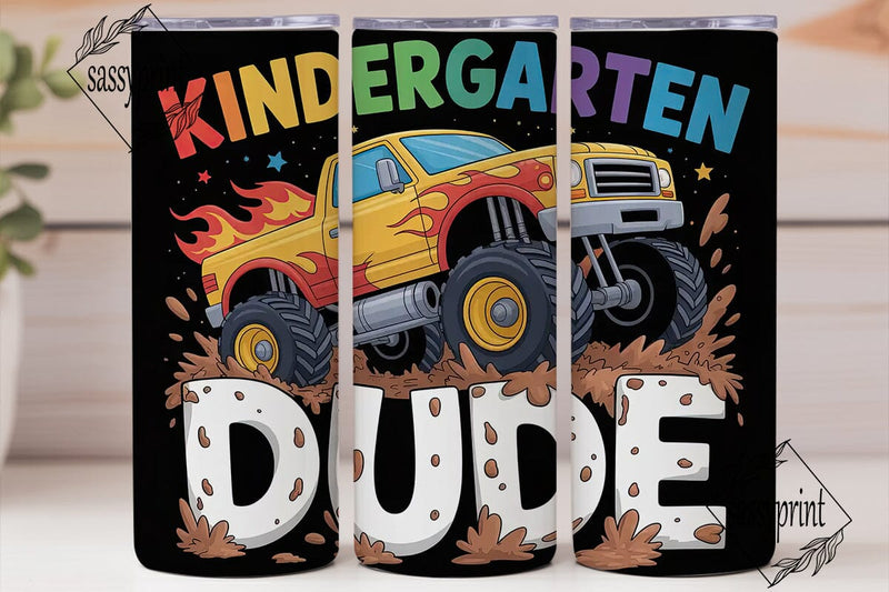 Kindergarten Monster Truck 20oz Tumbler Sublimation sassyprint 