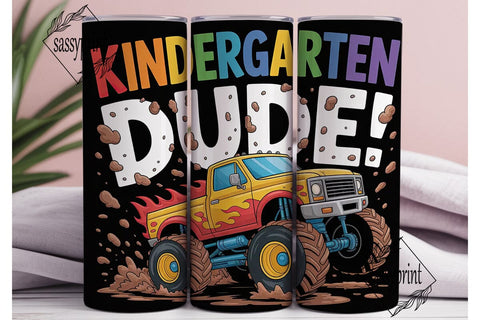 Kindergarten Monster Truck 20oz Tumbler Sublimation sassyprint 