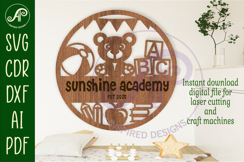 Kindergarten personalized laser cut wall art sign, SVG file SVG APInspireddesigns 