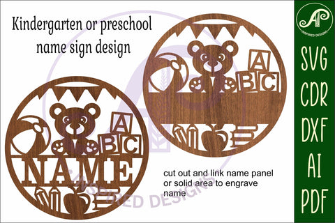 Kindergarten personalized laser cut wall art sign, SVG file SVG APInspireddesigns 