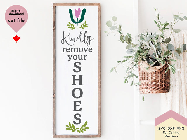Kindly Remove your Shoes Vertical Porch Sign SVG Cut File SVG Lettershapes 