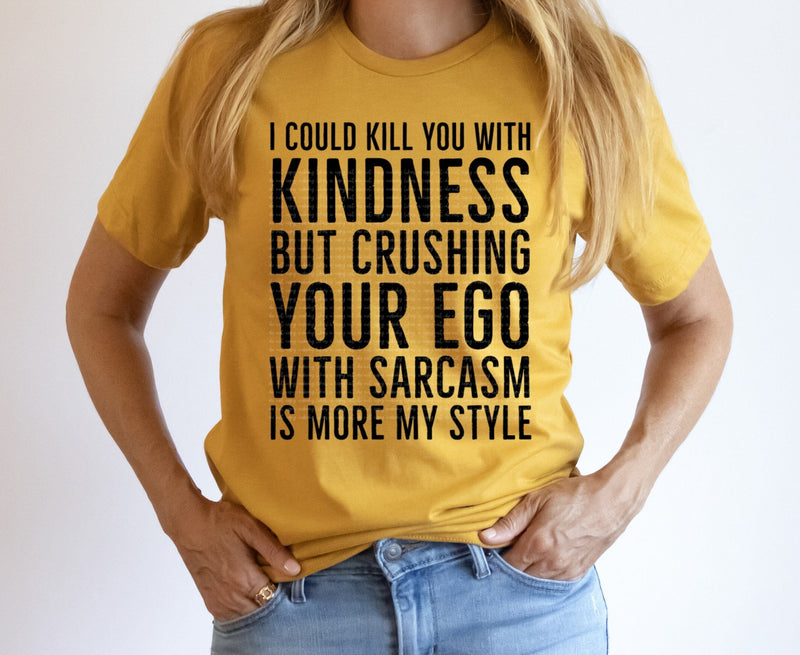 Kindness But Sarcasm Humor PNG | Adult Sassy Quote Design | Black Typography Statement Sublimation Crafting After Dark 