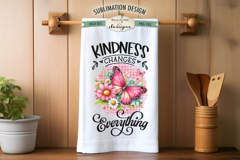 Kindness Butterfly Kitchen Towel Sublimation Design Sublimation Ewe-N-Me Designs 