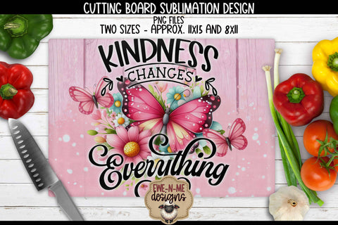 Kindness Changes Everything Butterfly - Rectangle Cutting Board Design Sublimation Ewe-N-Me Designs 
