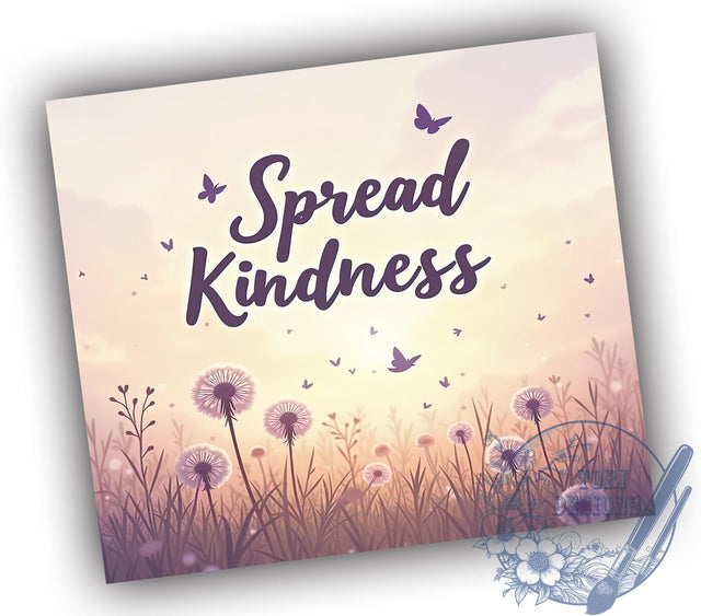 Kindness Dandelion 20oz Tumbler, Dandelion Art, 20oz Tumbler Wrap, Sublimation Design, Inspirational Gift, Nature Decor, Positive Vibes Gift Sublimation ToriDesigns 