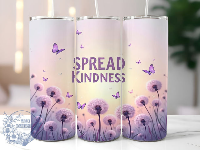 Kindness Dandelion 20oz Tumbler, Dandelion Art, 20oz Tumbler Wrap, Sublimation Design, Inspirational Gift, Nature Decor, Positive Vibes Gift Sublimation ToriDesigns 