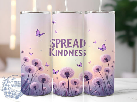 Kindness Dandelion 20oz Tumbler, Dandelion Art, 20oz Tumbler Wrap, Sublimation Design, Inspirational Gift, Nature Decor, Positive Vibes Gift Sublimation ToriDesigns 